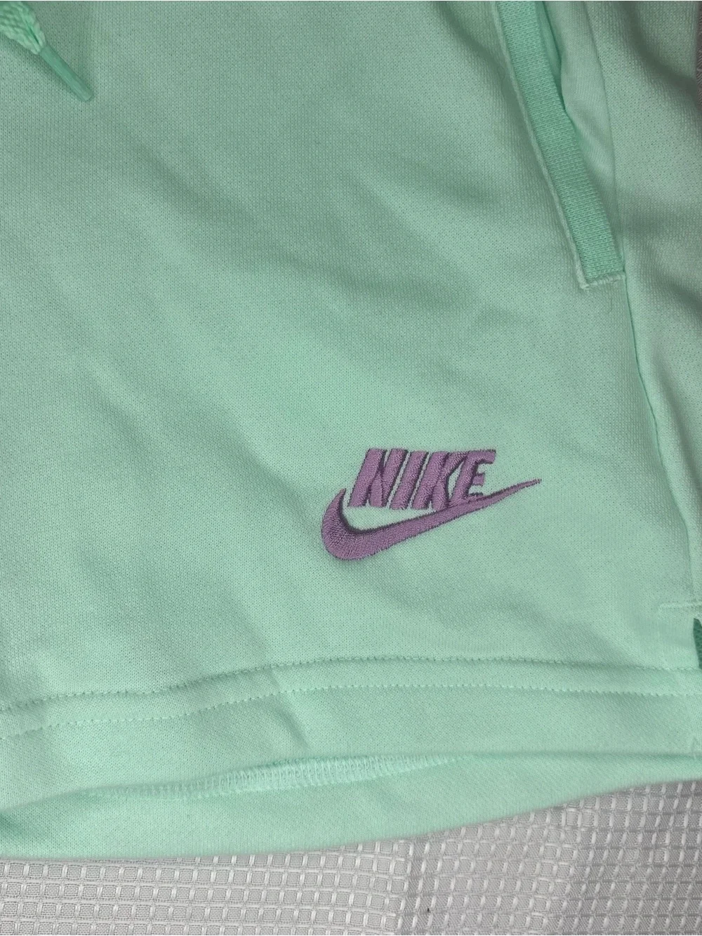 Nike Girls Mint Sweat Shorts NWT Youth Medium Purple Logo